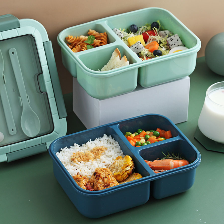 莫蘭迪長(cháng)方三格飯盒